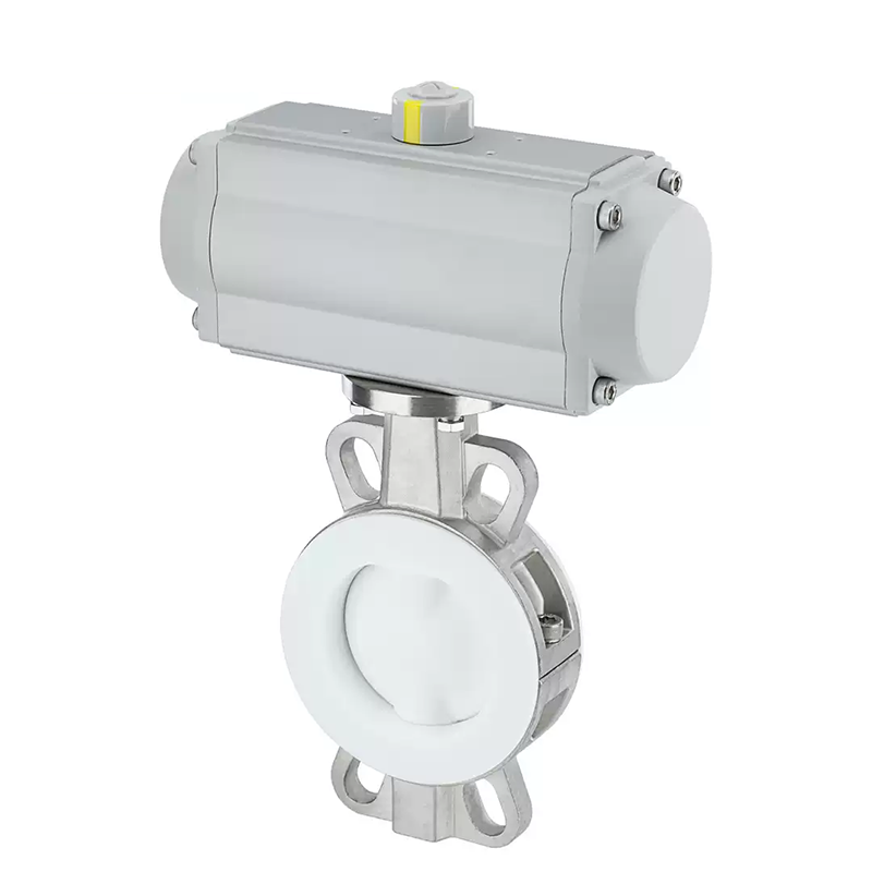 Pneumatic Fluorine Lined 304 316L Butterfly Valve